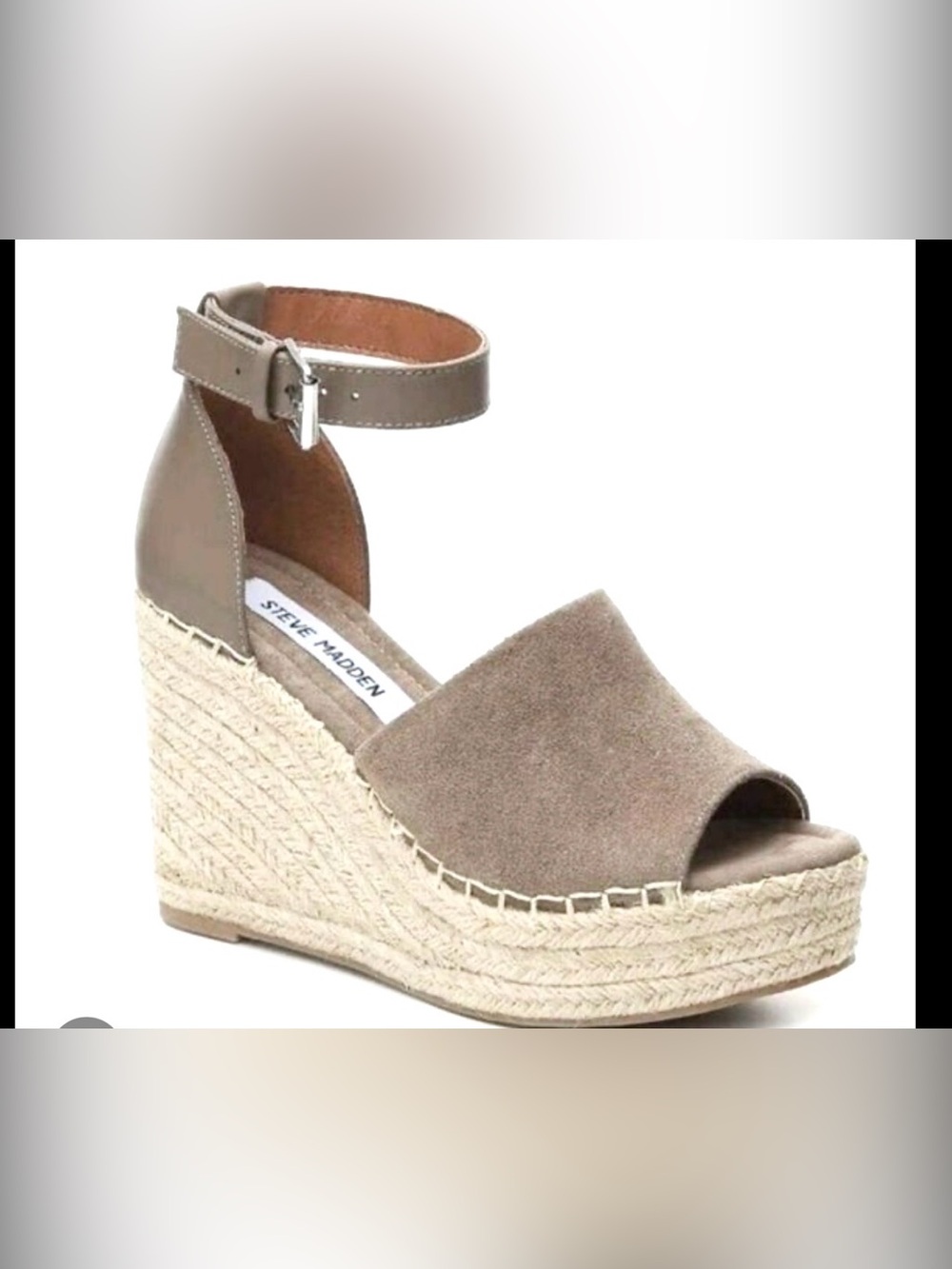 8.5 Steve Madden JYIA Platform espadrilles Leather Heels Sandals Neutral Wedges